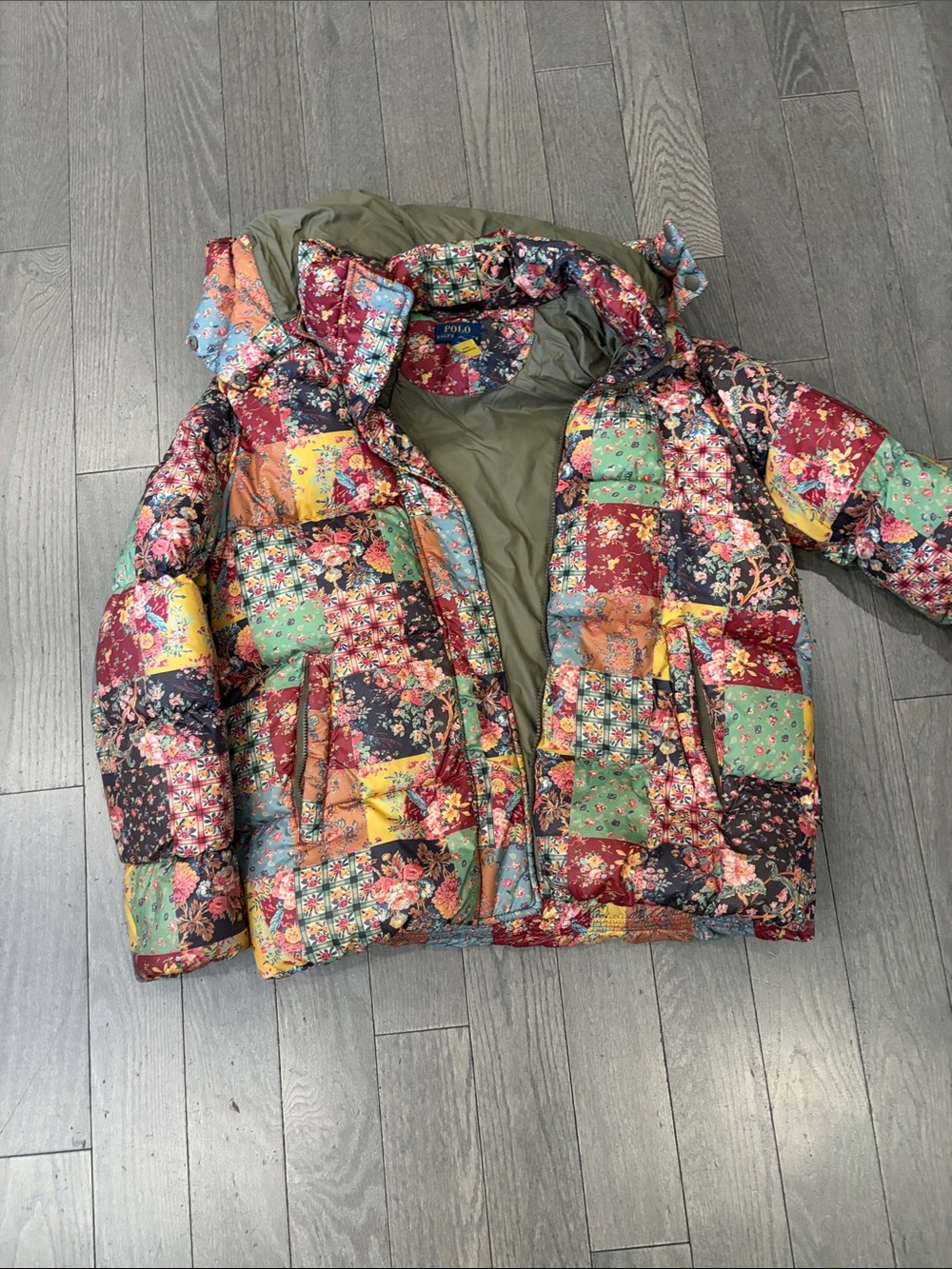 Polo by Ralph Lauren Multicolor Floral Patchwork Puffer Jacket